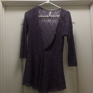 Free People half-button flared lace top